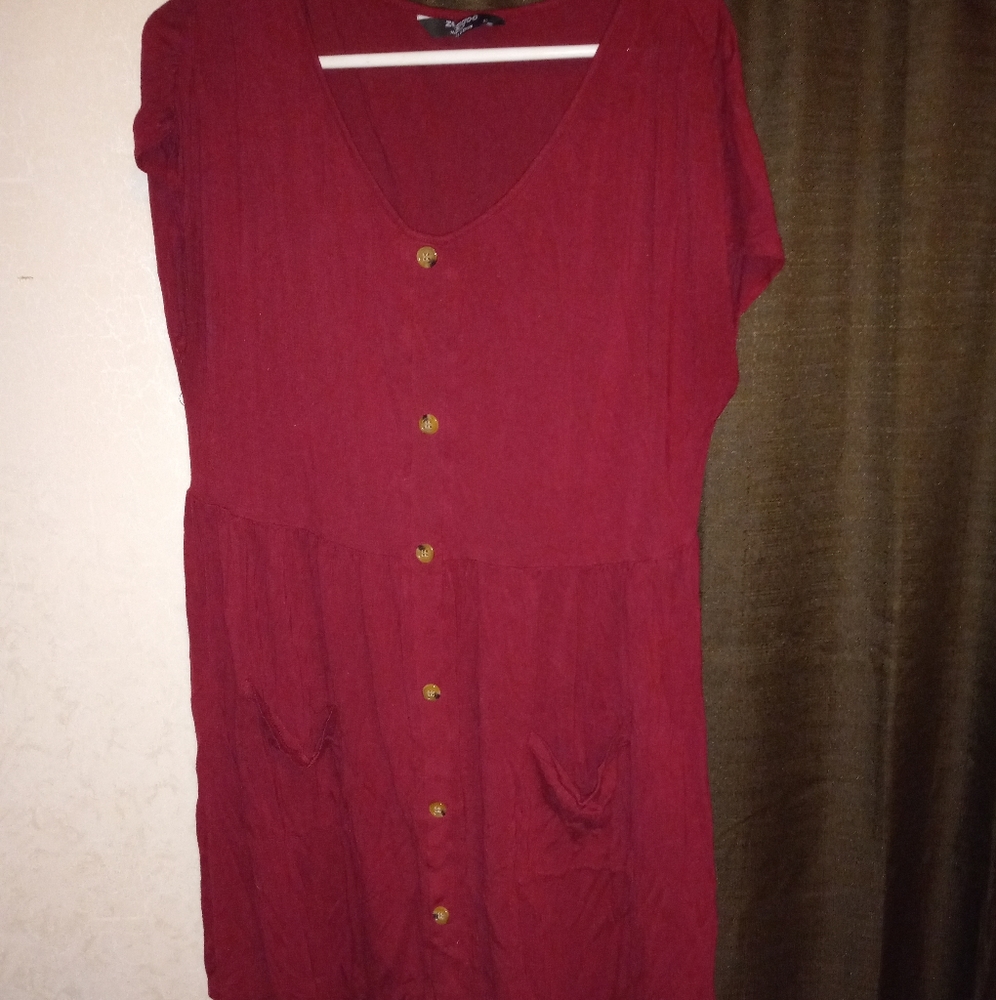 Zeagoo Burgundy Pocket Dress